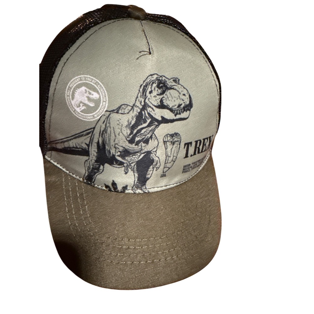 Jurassic World T-Rex Trucker Hat Gray Green Mesh Snapback Baseball Cap New